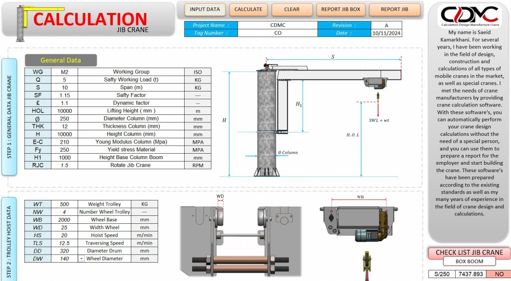 CALCULATION JIB CRANE CDMC