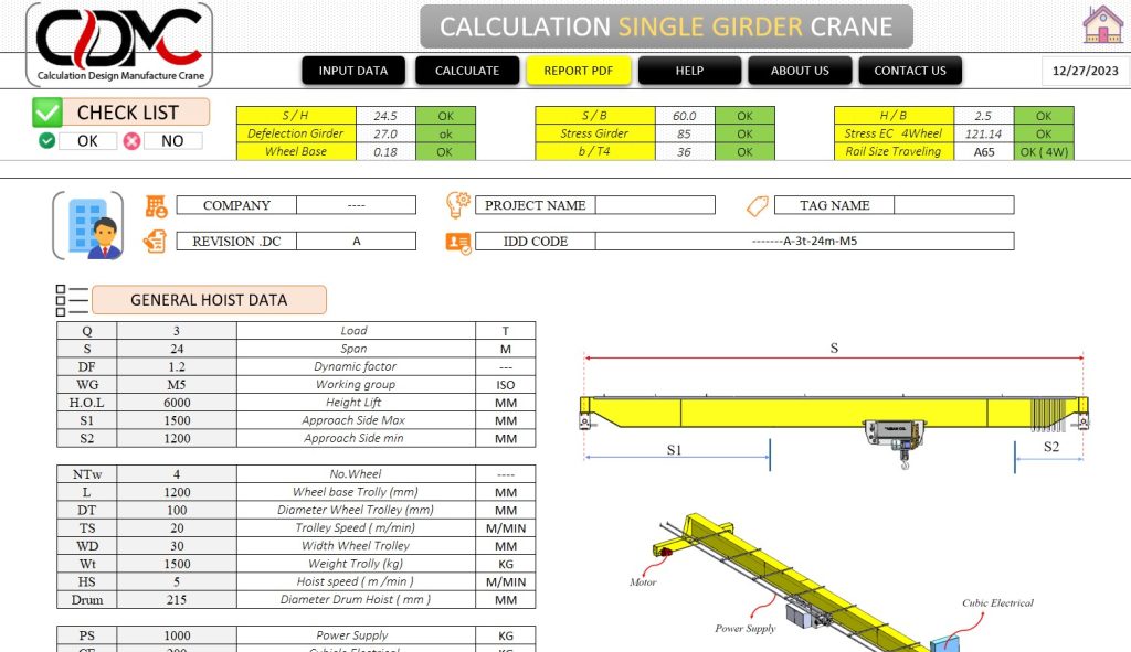 CALCULATION overhead crane single girder- 1 CDMC